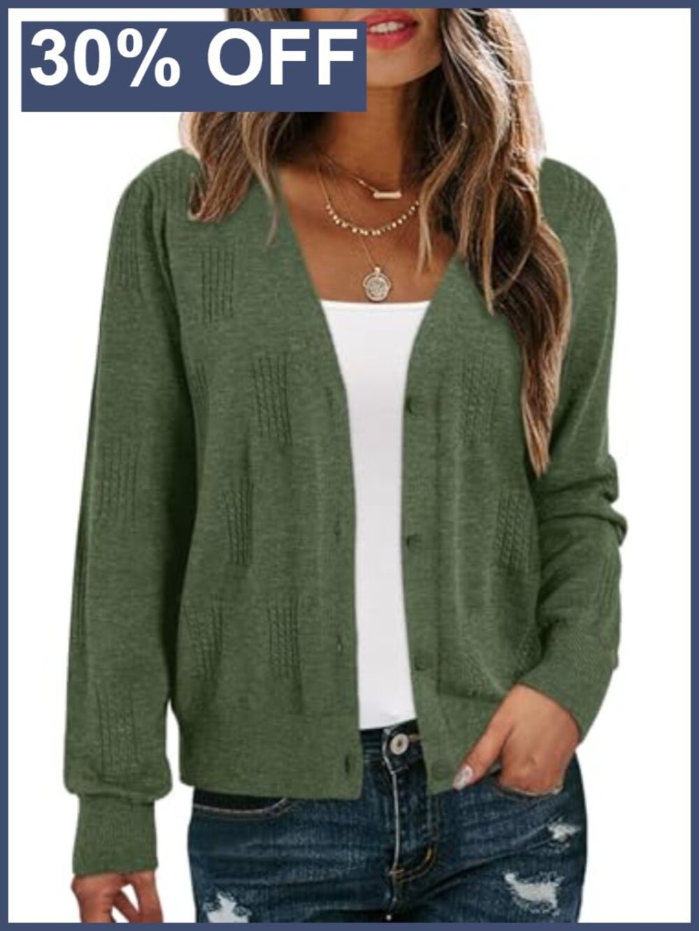 Dokotoo Women's Lightweight Cardigan V-Neck Knit Open Front Sweater with Pockets